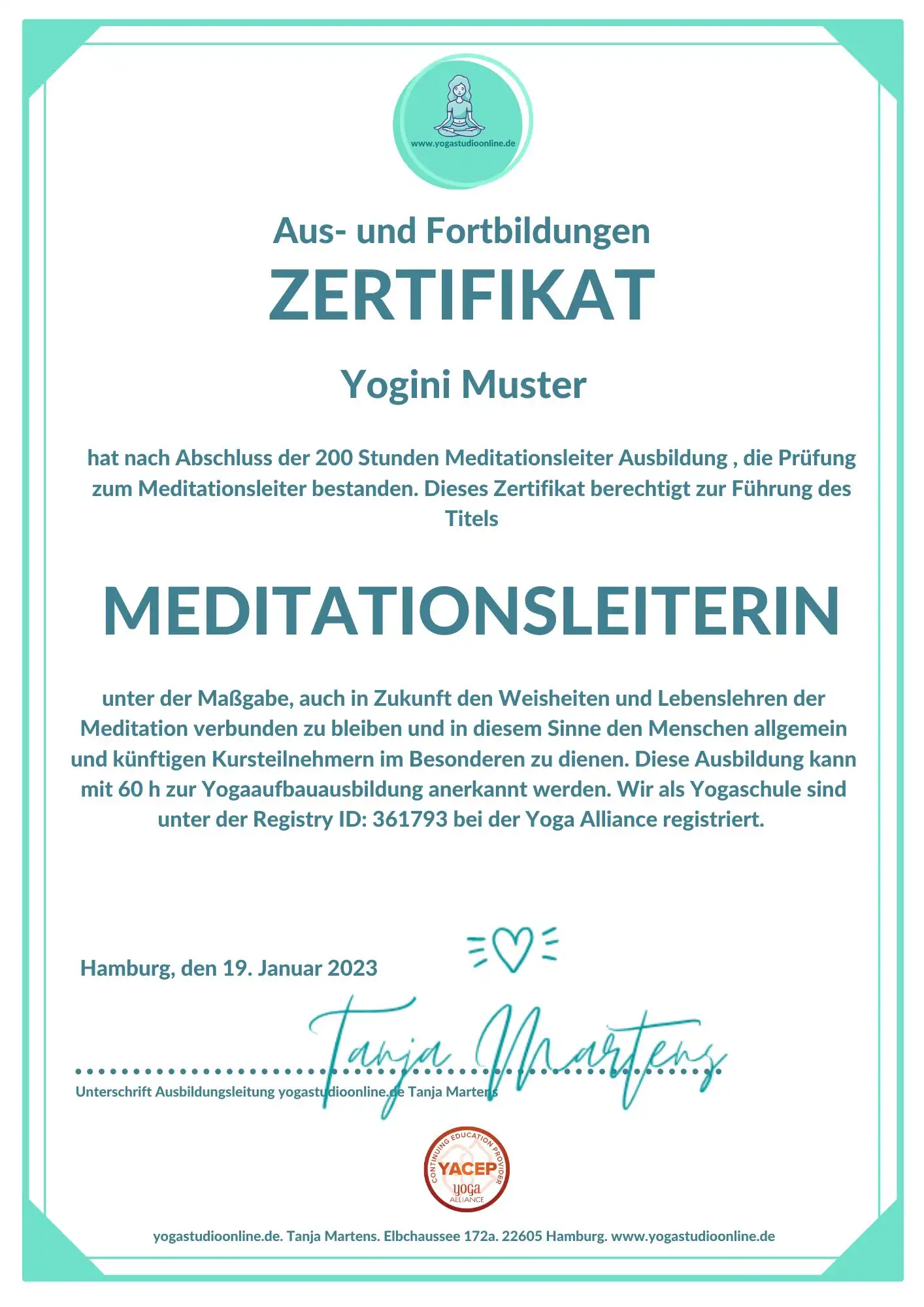 Zertifikat yogastudioonline.de